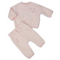 H13521: Baby Girls Bunny Quilted 2 Piece Outfit (0-9 Months)